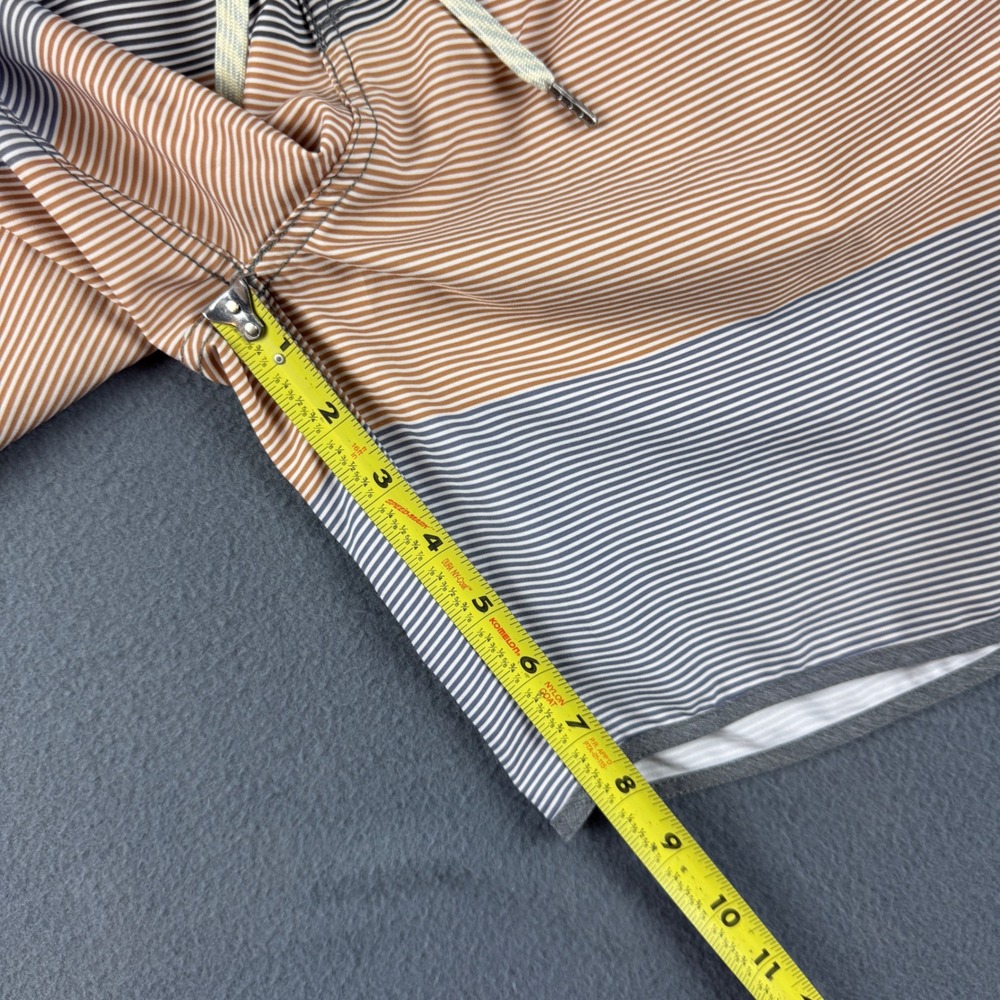 Vuori Cruise Board Shorts Men's 34 Gray Orange Striped Performance Swim Trunks - Picture 8 of 9